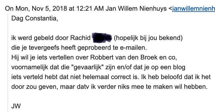 Jan Willem Nienhuys werd gebeld door Rachid